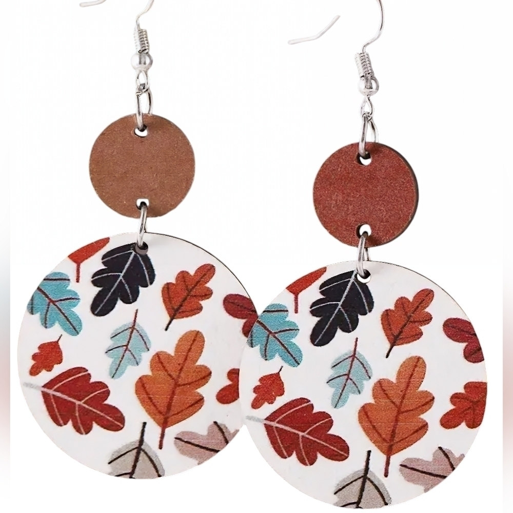 Wood Leaf Print Earrings.